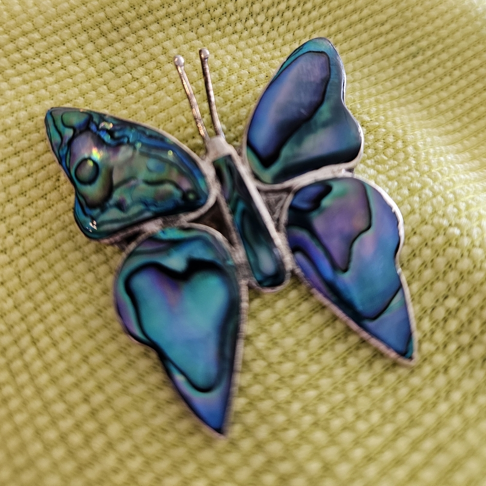 Vintage Alpaca Mexico Butterfly Brooch